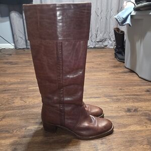 Vintage Pre 70s Frye Cuffed Brown Leather Boots 10 B